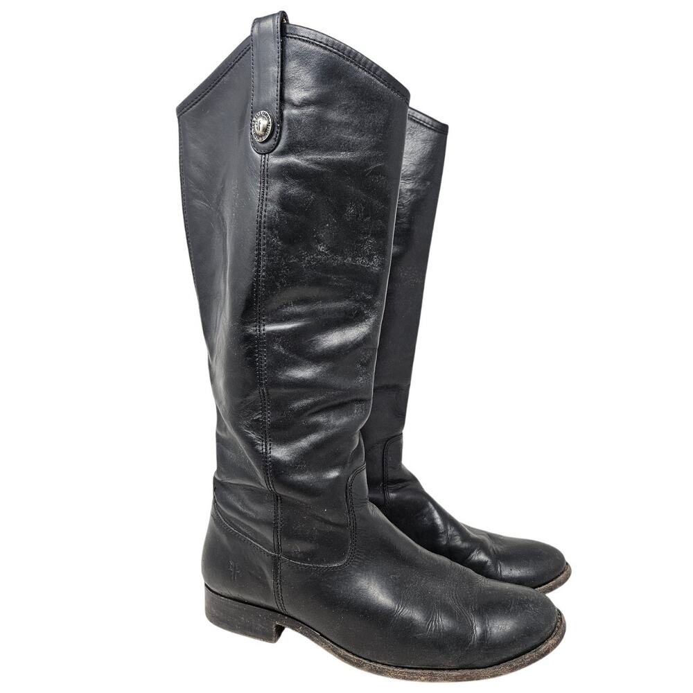 Frye 9 Melissa Button Black Leather Boot Boho Western Whimsygoth Cowgirl Riding